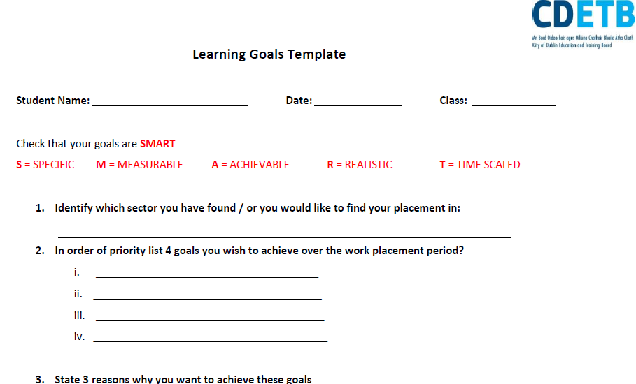 Learning Goals Template